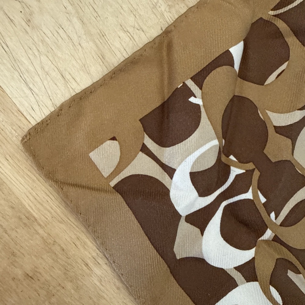 NEW Coach Silk Scarf Chelsea Optic C F98197 21" Square Brown - Picture 9 of 15